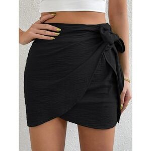 Solid Knot Side Wrap mini Skirt